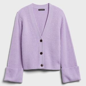 Banana Republic Talia V Neck Cardigan Merino Cashmere XS Purple Rose $189
